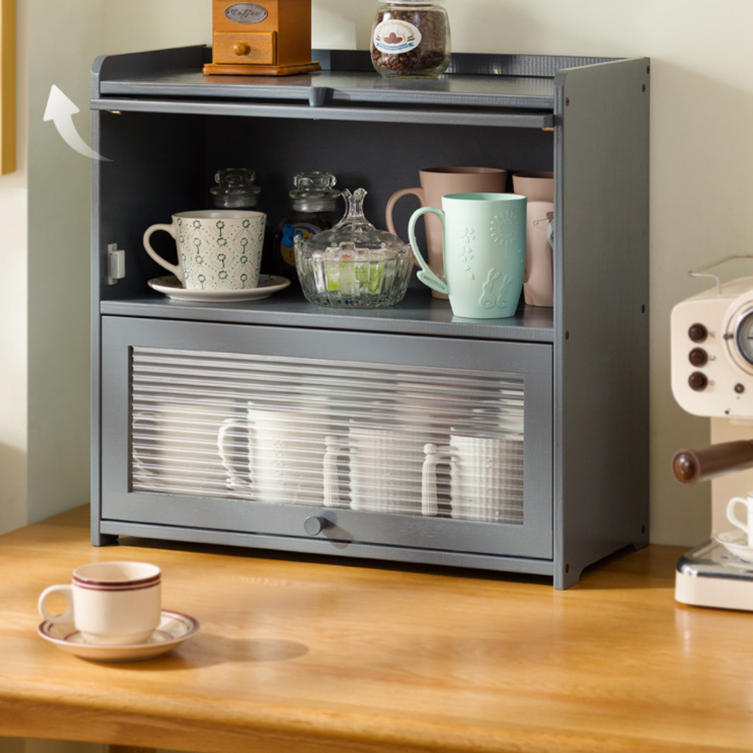 Double Layer Modern Acrylic Door Bamboo Storage Cabinet