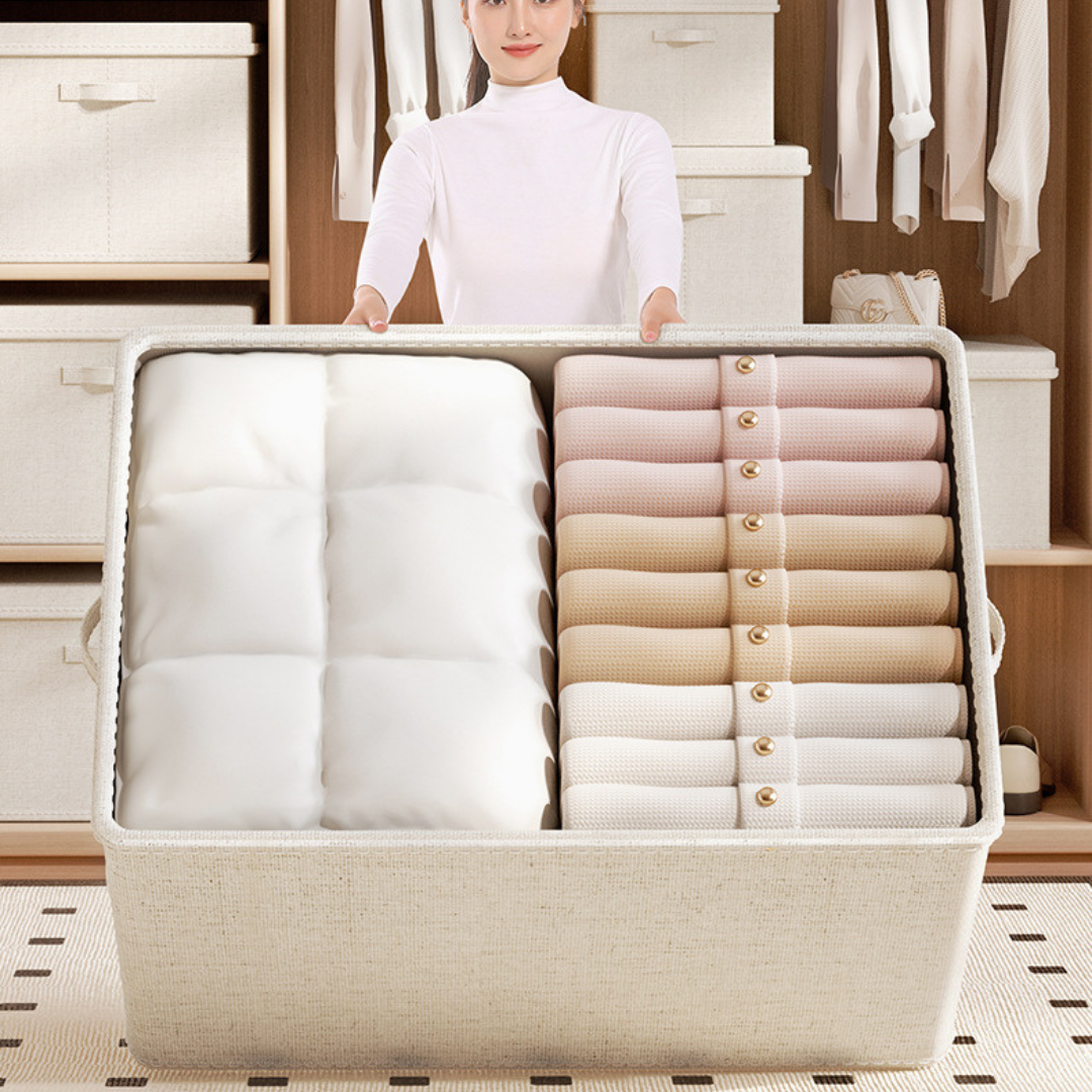 Multi-Use Foldable and Space Saving Design Stackable Fabric Storage Box