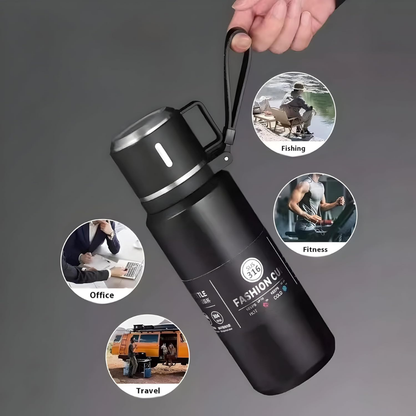 Premium Stainless Steel Thermo Vacuum Flask Bottle 800ML Insulated Cup (Black)