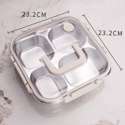 Multi Compartment Stainless Steel Airtight Lunch Box with Lid