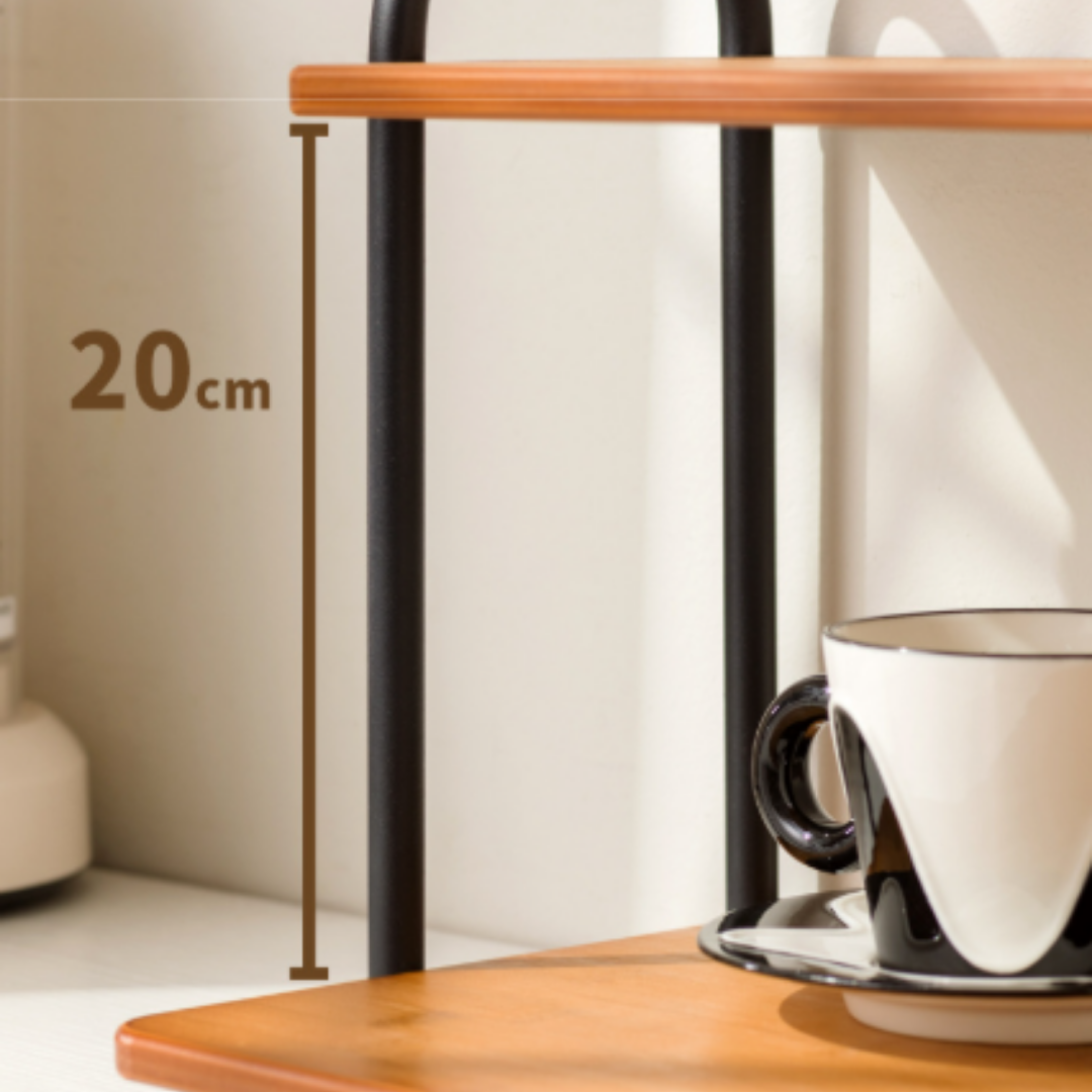 Premium Bamboo 2-Layer Metal Desktop Shelf