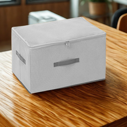 Multi-Purpose Foldable Covered Clothing Storage Box with Smooth Zipper & Reinforced Handles