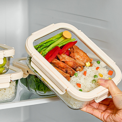 Borosilicate Glass 4-Side Locking Clips Leakproof Lunch Container 1100ml