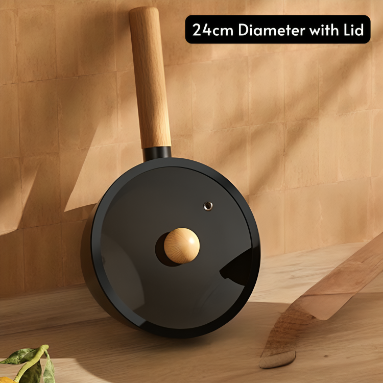 Non-Stick Wooden Handle Frying Pan with Lid