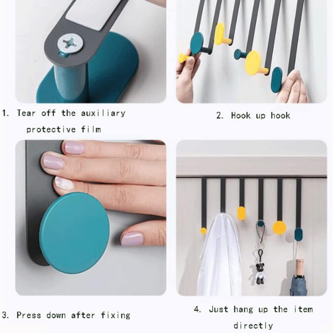 6 - Hooks Stainless Steel Door Hook Organizer Rack