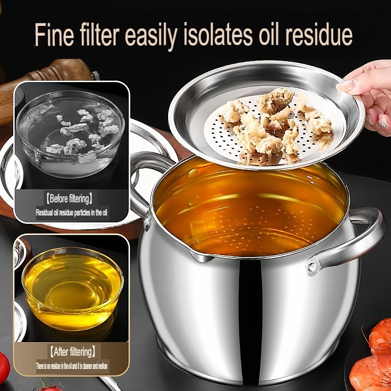 Premium Stainless Steel Oil Storage Pot with Filter 4 Litre