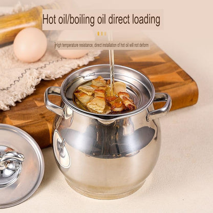 Premium Stainless Steel Oil Storage Pot with Filter 4 Litre