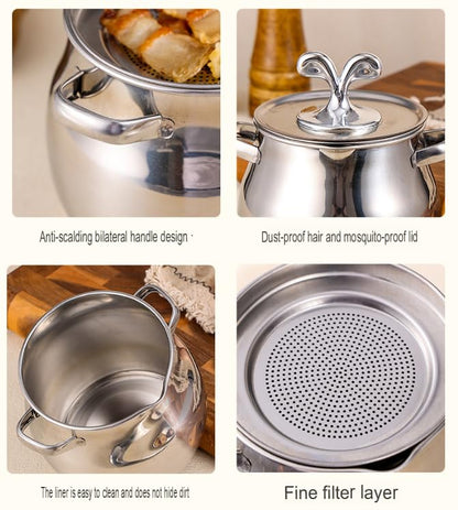 Premium Stainless Steel Oil Storage Pot with Filter 4 Litre