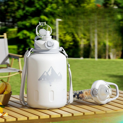 Elegant White Dual Drinking Vacuum Insulated Thermos Bottle - 1500ML