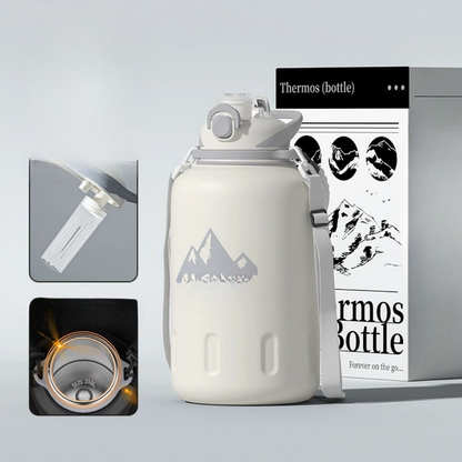 Elegant White Dual Drinking Vacuum Insulated Thermos Bottle - 1500ML