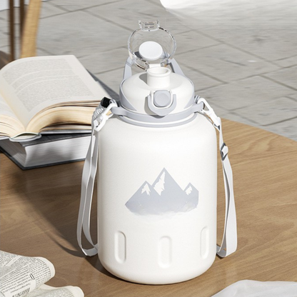 Elegant White Dual Drinking Vacuum Insulated Thermos Bottle - 1500ML