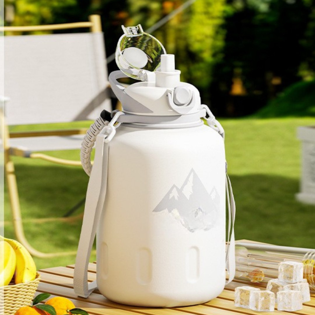 Elegant White Dual Drinking Vacuum Insulated Thermos Bottle - 1500ML