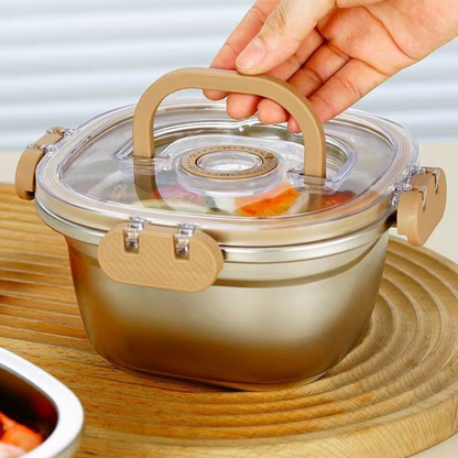 Stainless Steel Leak-Proof Locking Lids Food Storage Container Set with Timer (Set of 3)