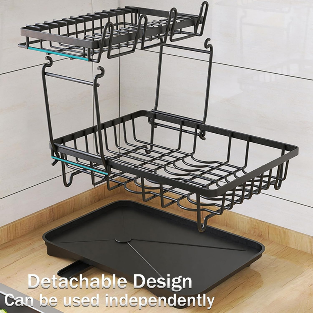 2-Tier Space-Saving Kitchen Dish Drainer Rack