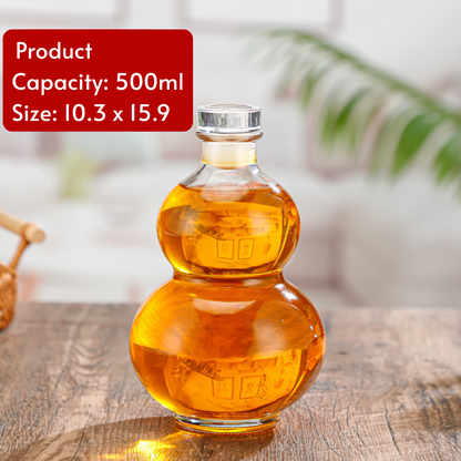 Elegant Glass Whiskey Decanter Gourd Shape Design Bottle