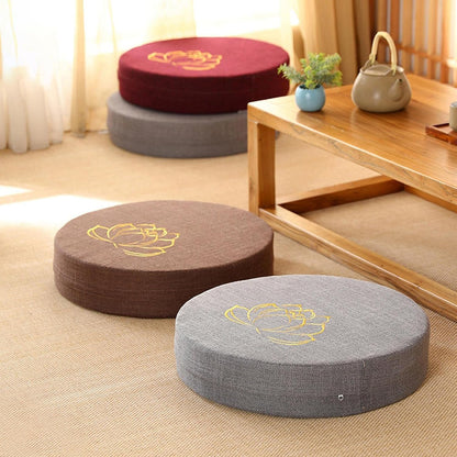 Premium Soft Round Linen Fabric Seat Cushion