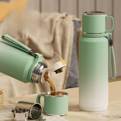Stainless Steel Dual Lid Leak-Proof Insulated Thermos Cup – 1000ML