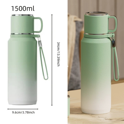 Stainless Steel Dual Lid Leak-Proof Insulated Thermos Cup – 1000ML