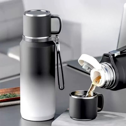 Stainless Steel Dual Lid Leak-Proof Insulated Thermos Cup – 1000ML