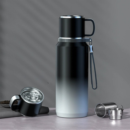 Stainless Steel Dual Lid Leak-Proof Insulated Thermos Cup – 1000ML