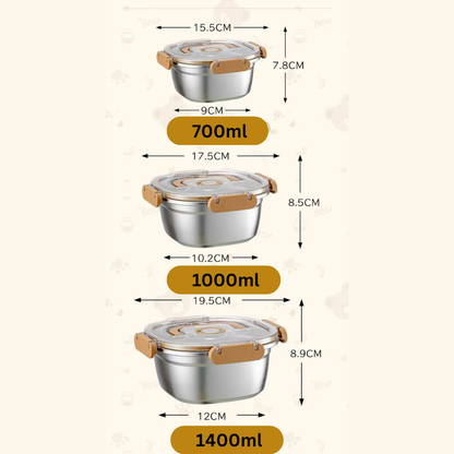 Stainless Steel Leak-Proof Locking Lids Food Storage Container Set with Timer (Set of 3)