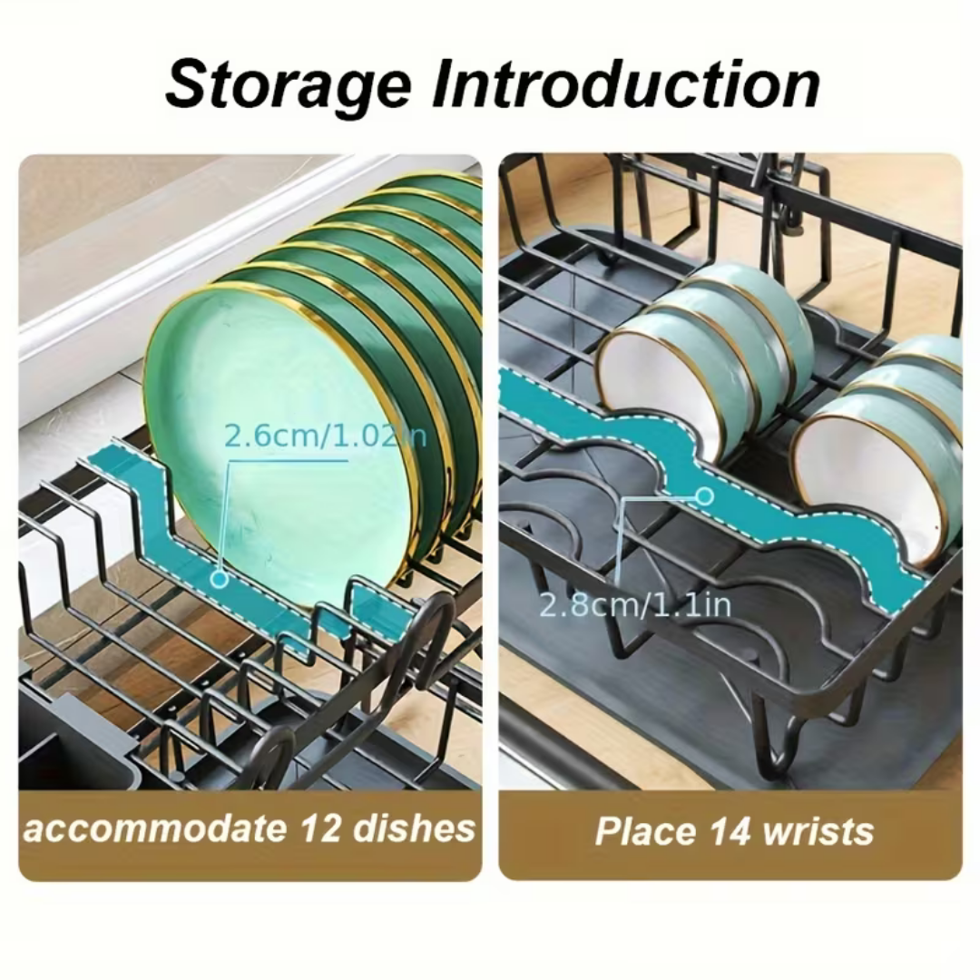 2-Tier Space-Saving Kitchen Dish Drainer Rack
