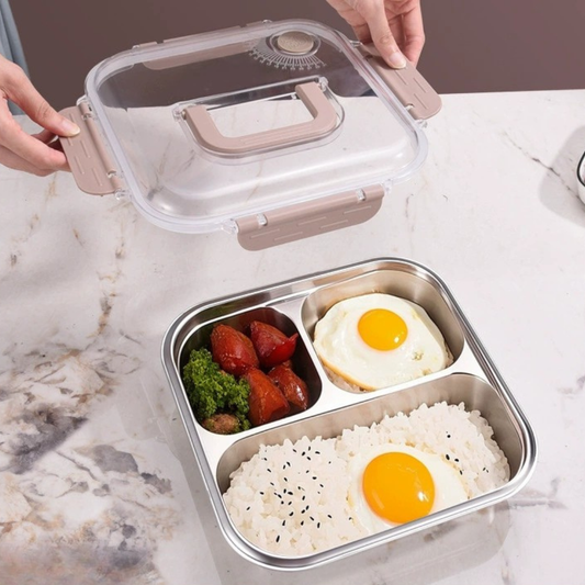Multi Compartment Stainless Steel Airtight Lunch Box with Lid