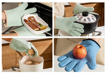 Heat-Resistant Silicone Oven Gloves with Cotton Lining