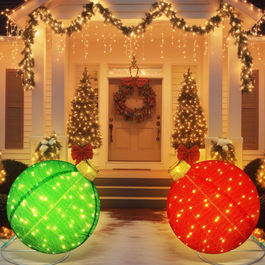 3D Lighted Pop Up Festive Outdoor Decoration Ball Set - 24 Inch