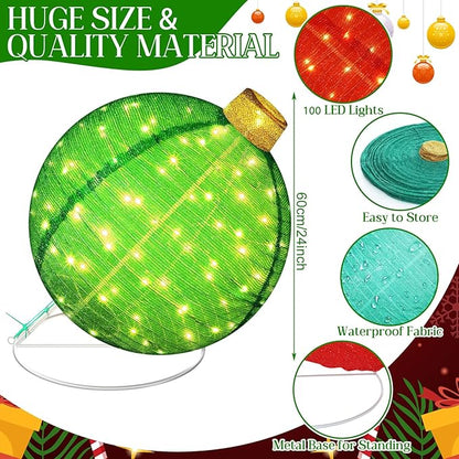 3D Lighted Pop Up Festive Outdoor Decoration Ball Set - 24 Inch