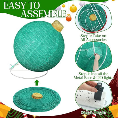 3D Lighted Pop Up Festive Outdoor Decoration Ball Set - 24 Inch