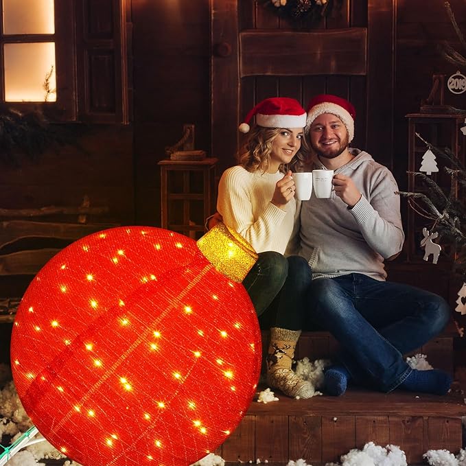 3D Lighted Pop Up Festive Outdoor Decoration Ball Set - 24 Inch