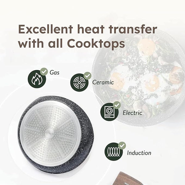 HOMERO Premium Die Cast Aluminum Kadhai With Glass Lid - 28cm