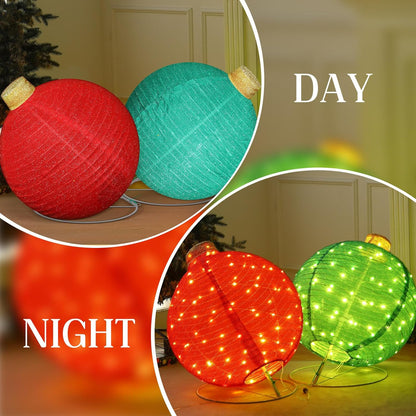 3D Lighted Pop Up Festive Outdoor Decoration Ball Set - 24 Inch
