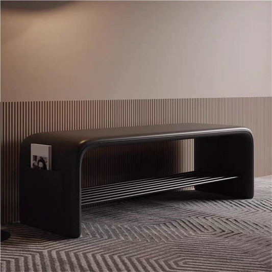 2-Tier Modern PU Leather Shoe Bench with Hidden Pocket