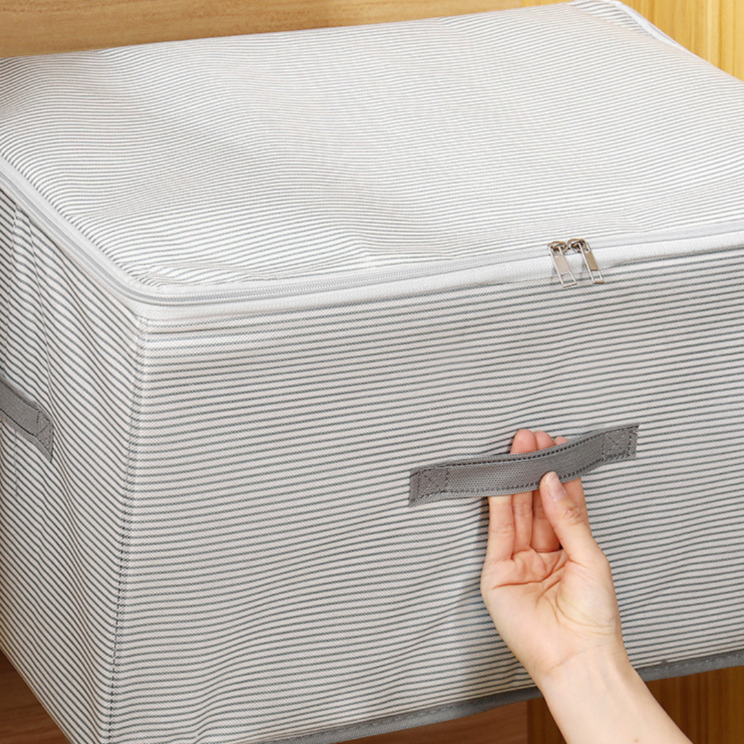 Multi-Purpose Foldable Covered Clothing Storage Box with Smooth Zipper & Reinforced Handles