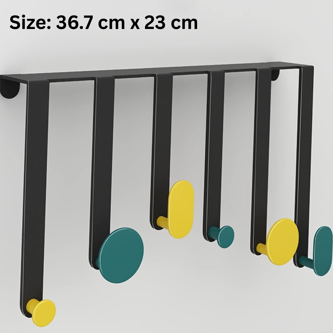 6 - Hooks Stainless Steel Door Hook Organizer Rack