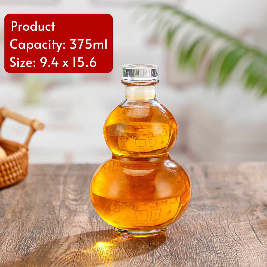 Elegant Glass Whiskey Decanter Gourd Shape Design Bottle