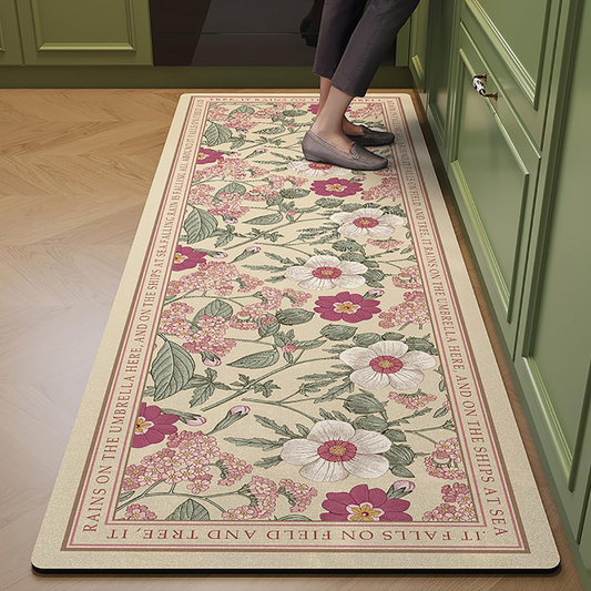 American Floral Design Diatomaceous Earth Kitchen Runner Rug - 45x150cm