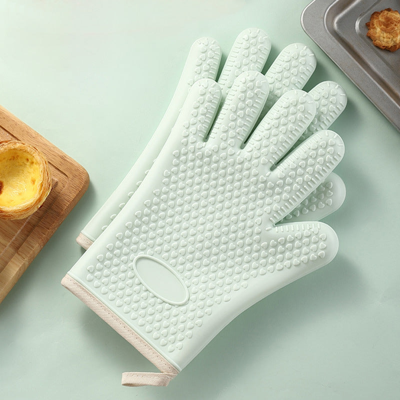Heat-Resistant Silicone Oven Gloves with Cotton Lining