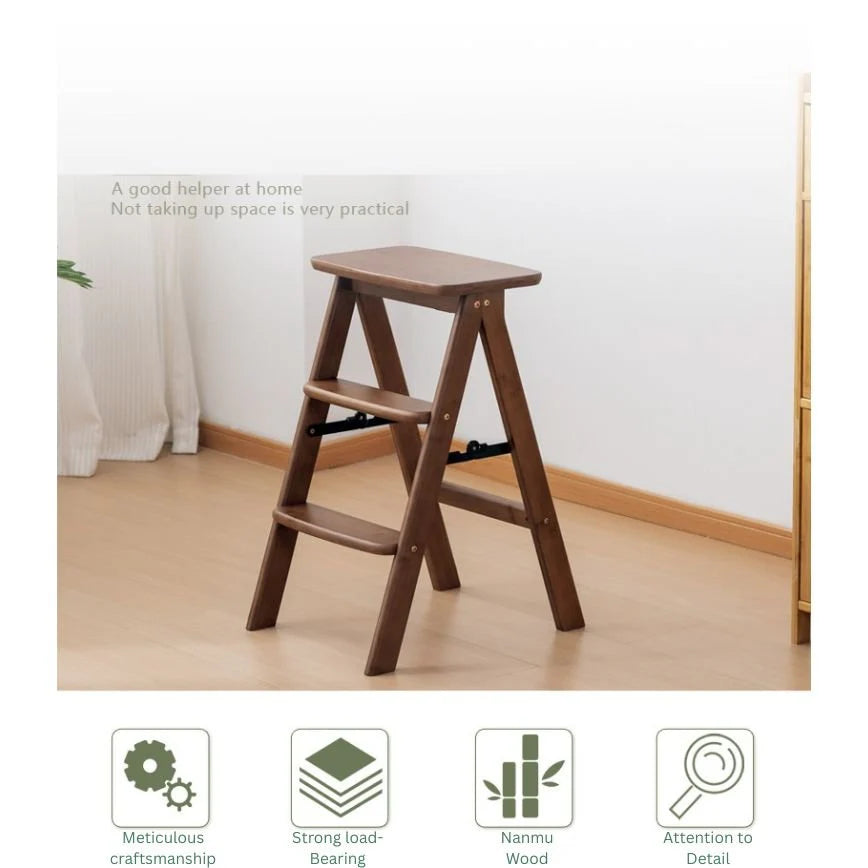 Bamboo Space-Saving Lightweight  Folding Step Stool