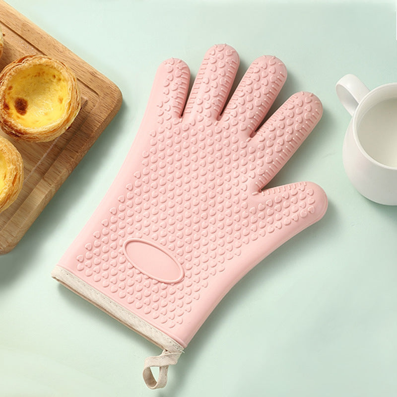 Heat-Resistant Silicone Oven Gloves with Cotton Lining