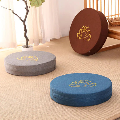 Premium Soft Round Linen Fabric Seat Cushion