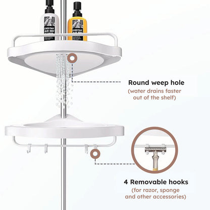 Multipurpose Bathroom Corner Adjustable Storage Rack - 4 Tier 310 cm