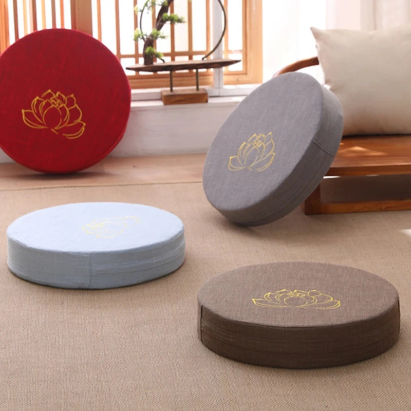 Premium Soft Round Linen Fabric Seat Cushion