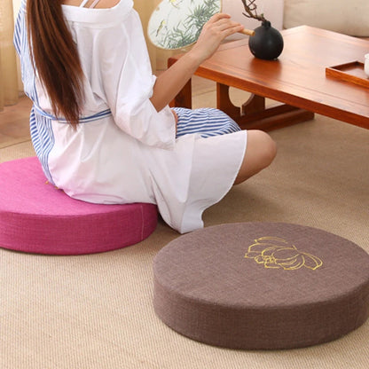 Premium Soft Round Linen Fabric Seat Cushion