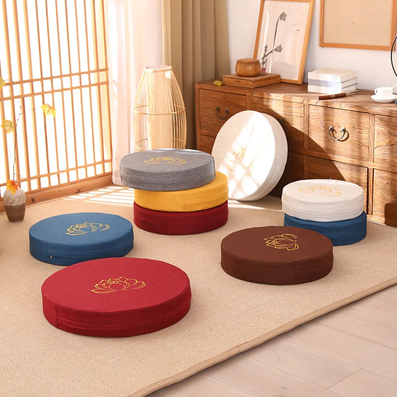 Premium Soft Round Linen Fabric Seat Cushion