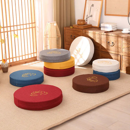 Premium Soft Round Linen Fabric Seat Cushion