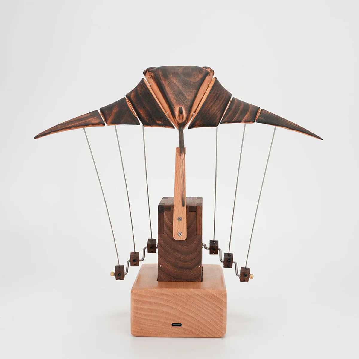 Handcrafted Wooden Manta Ray Automaton Kinetic Art Sculpture