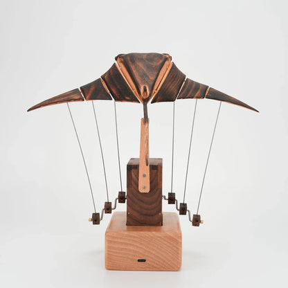 Handcrafted Wooden Manta Ray Automaton Kinetic Art Sculpture